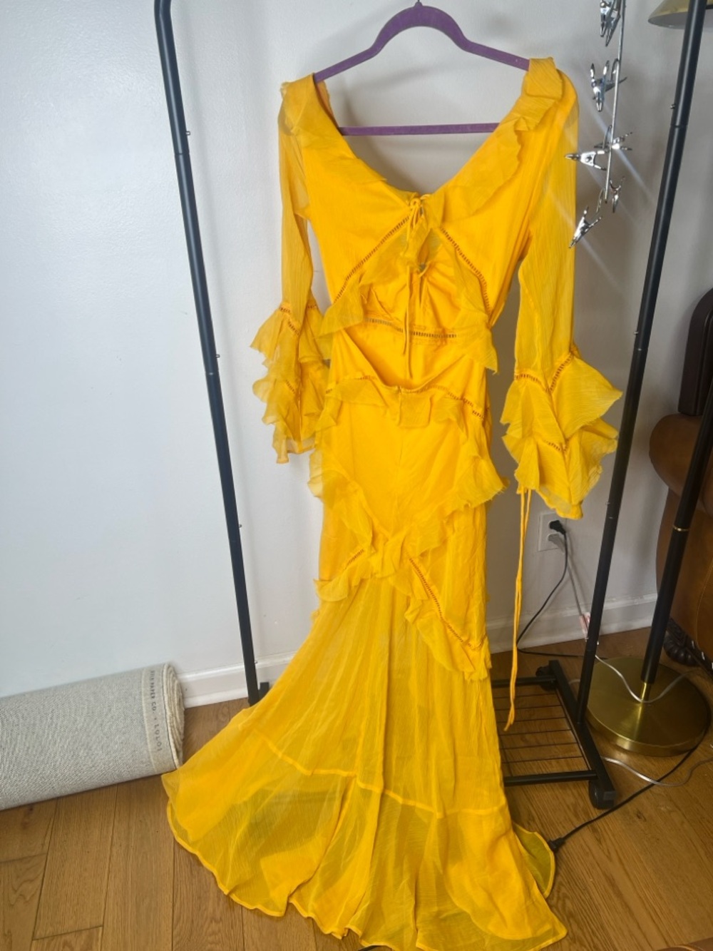 ASOS Yellow Ruffle Maxi Dress - Picture 2 of 6